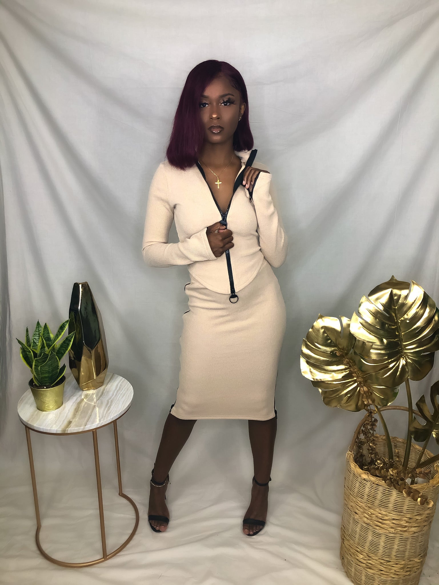 Zip Me Up Skirt Set - Nude-hausofelysian.com