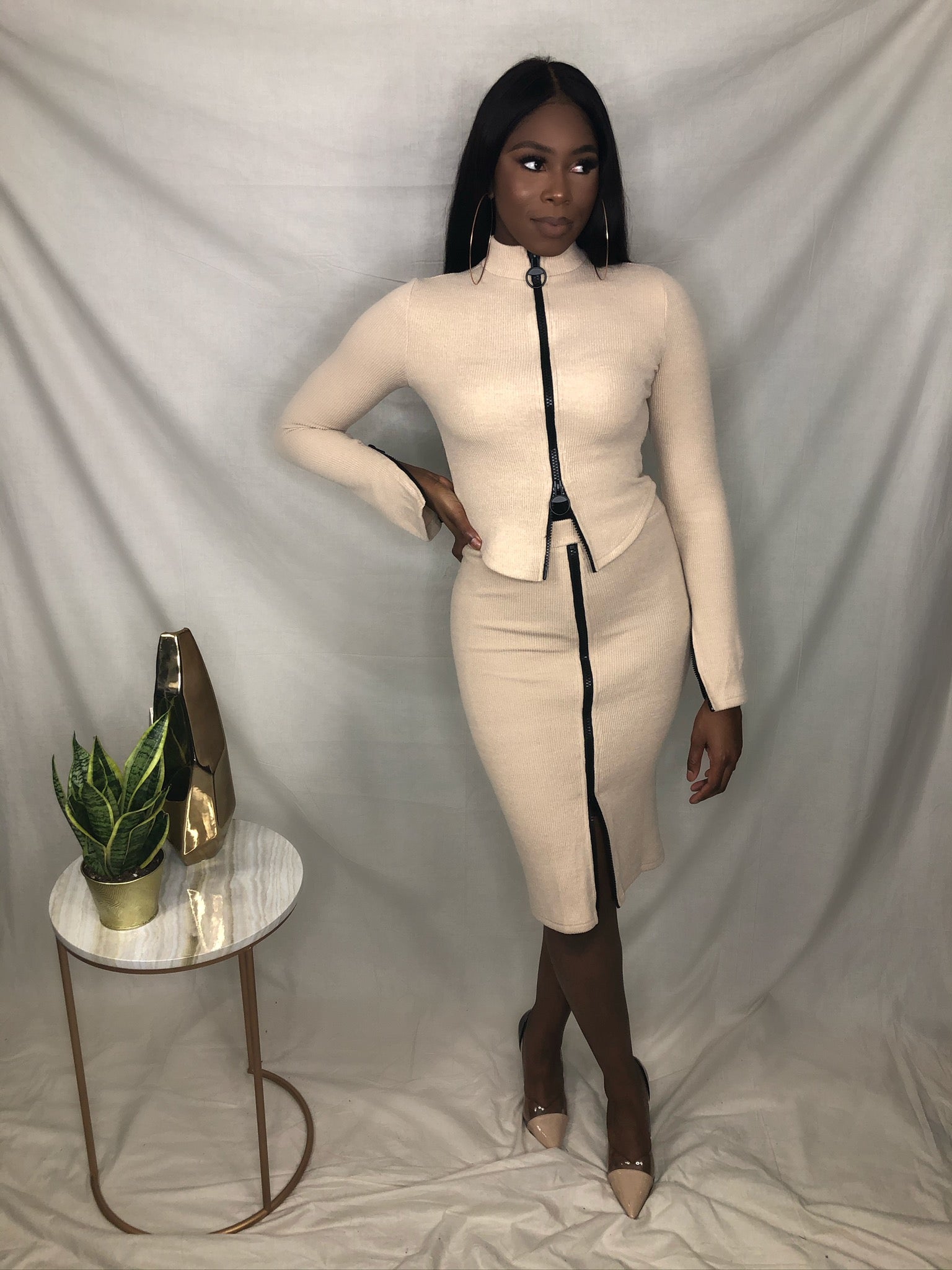 Zip Me Up Skirt Set - Nude-hausofelysian.com