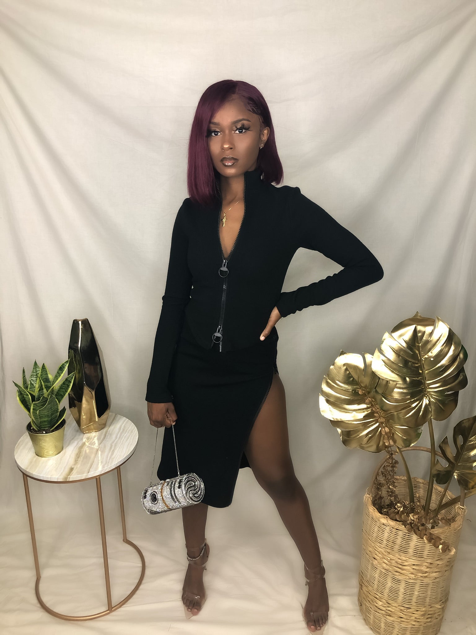 Zip Me Up Skirt Set - Black-hausofelysian.com