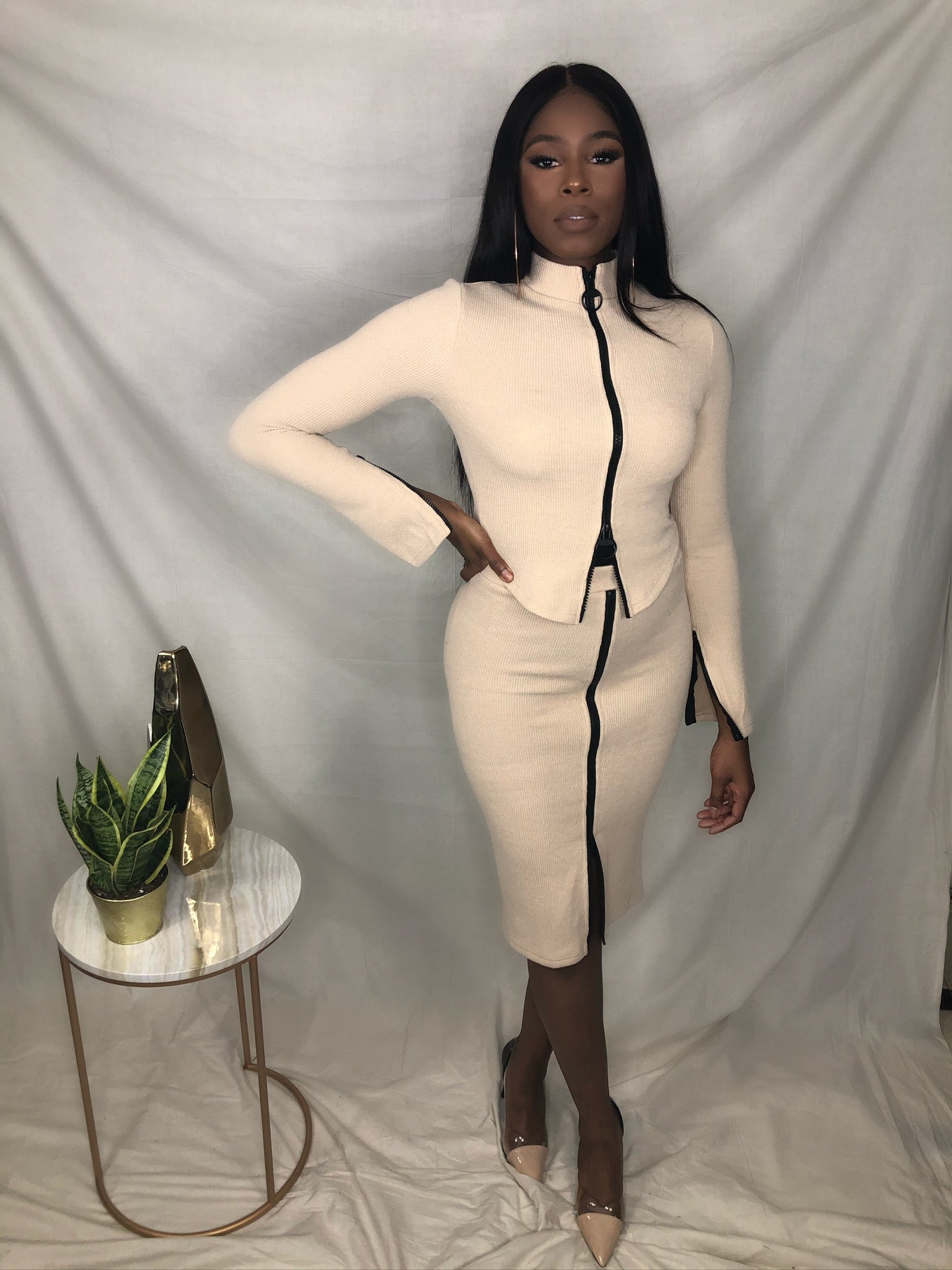 Zip Me Up Skirt Set - Nude-hausofelysian.com