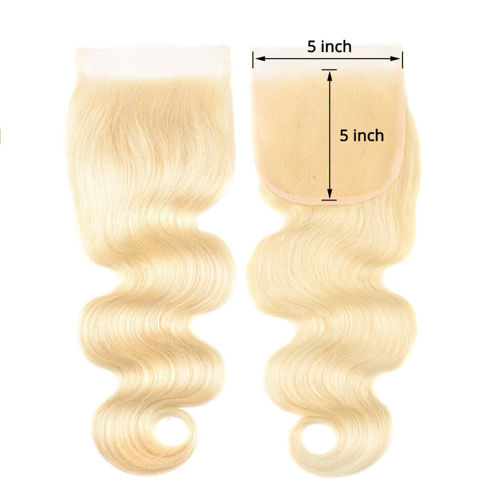 5x5" Platinum Blonde Transparent Lace Closure